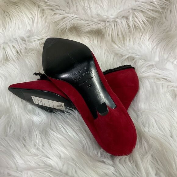 NEW Marc by Marc Jacobs Leather Red Velvet Trim Pointed Toe Pumps US 6 EUR 36 - Picture 7 of 13